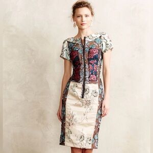 Gorgeous ✨ Byron Lars Beauté Anthropologie Mixed Floral Brocade Dress Size 4